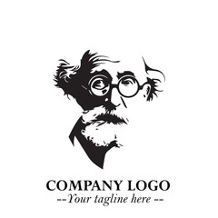 Intelligent Head of Professor Logo Symbol in Black on White Background with Modern Minimalist Design