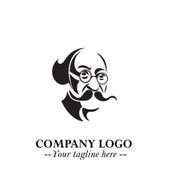 Intelligent Head of Professor Logo Symbol in Black on White Background with Modern Minimalist Design