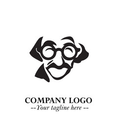 Intelligent Head of Professor Logo Symbol in Black on White Background with Modern Minimalist Design