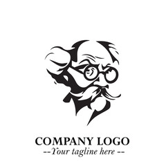 Intelligent Head of Professor Logo Symbol in Black on White Background with Modern Minimalist Design