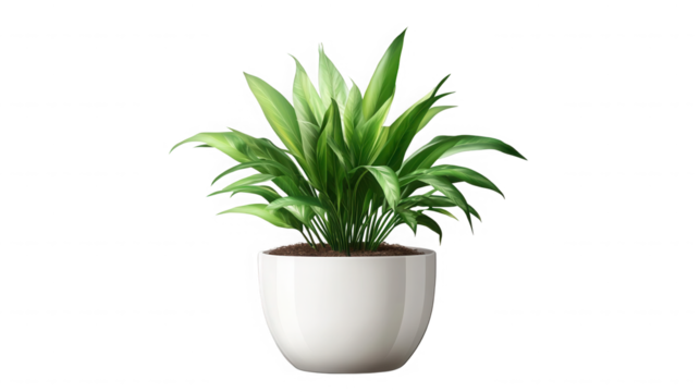 Peace lily plant in a white pot against a for decoration on transparent background