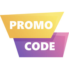 Promo Code Banner With Gradient Yellow And Purple Shapes And White Text