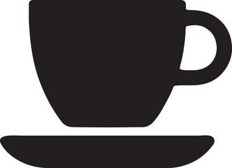 Cup and plate glyph representing breakfast or comfort food, symbolizing cozy meals.