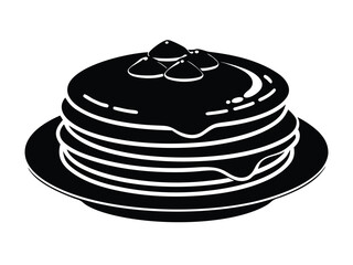 Vector art of stack of pancakes with syrup and berries