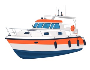 Naklejka premium Colorful cartoon illustration of a rescue boat on a white background