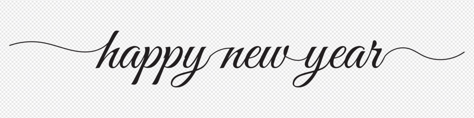 HAPPY NEW YEAR  black vector brush calligraphy banner