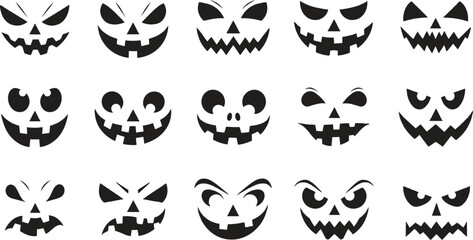 halloween pumpkin jack o lantern face set
