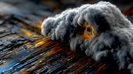 Abstract Storm Cloud Forming Over Futuristic Digital Landscape