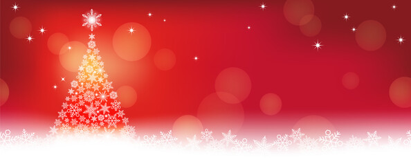 Abstract Vector Seamless Background Illustration With A Christmas Tree And Snowflakes. Horizontally Repeatable.