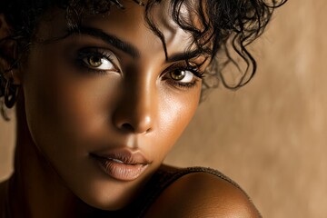 Golden Allure &ndash; Elegant Beauty Portrait with Warm Light