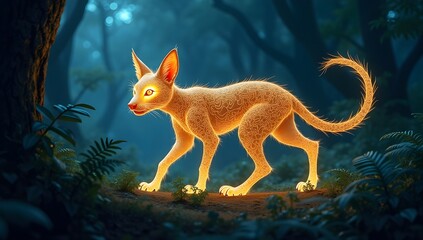 glowing feline in the woods