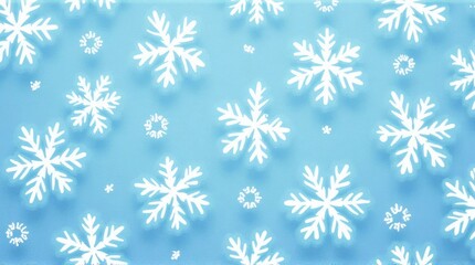 Winter Blue Background with White Snowflakes Pattern for Holiday and Seasonal Designs