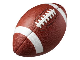 American football oval leather ball with white laces and stripes image, Isolated, Png Transparent Background