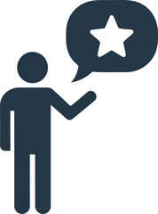 Vector art of person with star in speech bubble, feedback concept