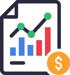 Vector art of financial report with graph and dollar sign