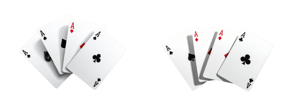 Dramatic Four Aces Flying Through the Air, Motion Concept, Transparent Background