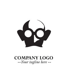 Intelligent Head of Professor Logo Symbol in Black on White Background with Modern Minimalist Design