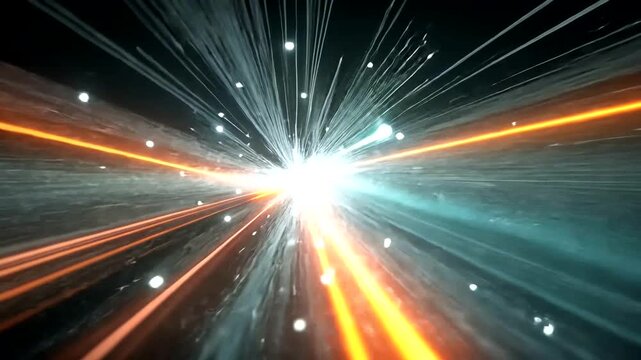 Abstract Light Trails with Dynamic Motion and Energetic Flow in Dark Space Background
