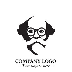 Intelligent Head of Professor Logo Symbol in Black on White Background with Modern Minimalist Design