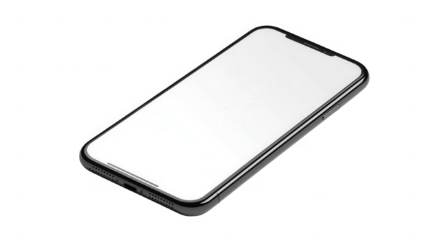 Smartphone with a blank white screen on a clean view on transparent background - Powered by Adobe