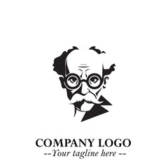 Intelligent Head of Professor Logo Symbol in Black on White Background with Modern Minimalist Design