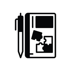 Black solid icon for exercise book
