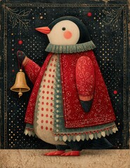 Whimsical vintage Christmas illustrations collection with cute snowmen, Santa Claus, reindeer, penguins, gingerbread characters, nutcrackers, festive elves, snow globes, winter wonderland scenes, cozy