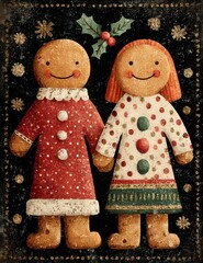 Whimsical vintage Christmas illustrations collection with cute snowmen, Santa Claus, reindeer, penguins, gingerbread characters, nutcrackers, festive elves, snow globes, winter wonderland scenes, cozy