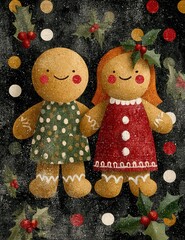 Whimsical vintage Christmas illustrations collection with cute snowmen, Santa Claus, reindeer, penguins, gingerbread characters, nutcrackers, festive elves, snow globes, winter wonderland scenes, cozy