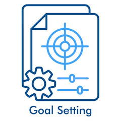 Goal Setting Icon in Outline Color Style. Vector Illustration for Target Achievement and Productivity Concept