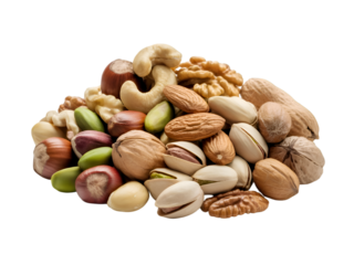 Nut Assortment Delight: A diverse selection of nuts, artfully arranged, showcasing their unique textures and colors, a visual feast for the senses.