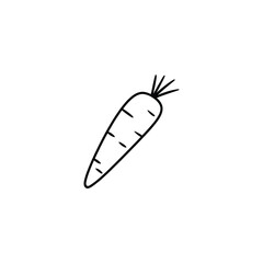 Simple hand drawn outline of a single carrot on a white background