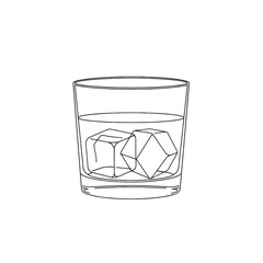 Whiskey glass with ice cubes isolated on transparent background