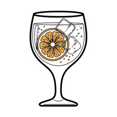 Illustration of a gin and tonic isolated on transparent background