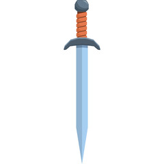 Cartoon Medieval Nordic Warrior Sword With Orange Handle On Transparent Background