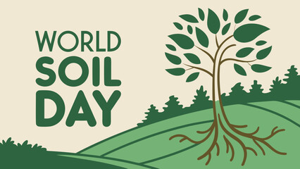 World Soil Day with Illustration of Trees, Plants, and Roots