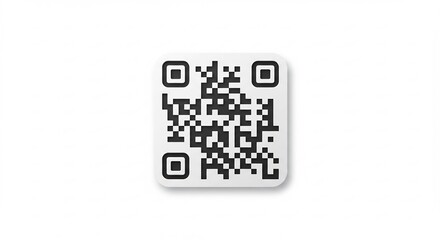 Modern QR code floating with a soft shadow on a pure white surface symbolizing instant digital connection. AI Generated