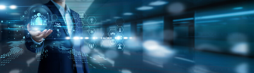 Engagement, loyalty and interaction strategy. Manager hold customer relationship management...