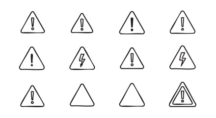 Collection of hand drawn hazard warning signs and symbols design
