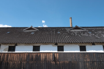Industrial building of Hishio-no-sato, a town with sole purpose of making soy sauce on Shodoshima Island, Kagawa, Shikoku, Japan