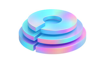 3D Layered Circular Infographic — Transparent PNG with Holographic Gradient Design
