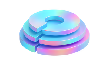 3D Layered Circular Infographic — Transparent PNG with Holographic Gradient Design