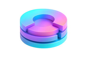 3D Layered Circular Infographic — Transparent PNG with Holographic Gradient Design