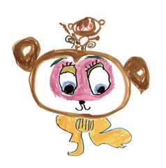 猿・子供の絵(手書きイラスト・幼稚園)