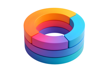 3D Segmented Ring Infographic — Transparent PNG for Continuous Improvement & KPI Tracking