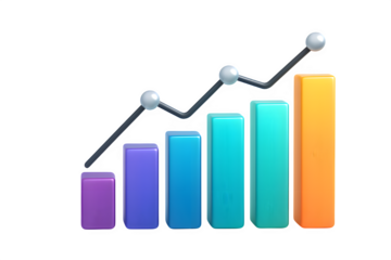 3D Bar-and-Line Combo Infographic — Transparent PNG for Analytics, Financial Trends & Reporting