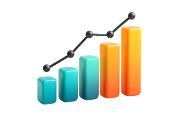 3D Bar-and-Line Combo Infographic — Transparent PNG for Analytics, Financial Trends & Reporting