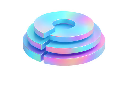 3D Layered Circular Infographic — Transparent PNG with Holographic Gradient Design