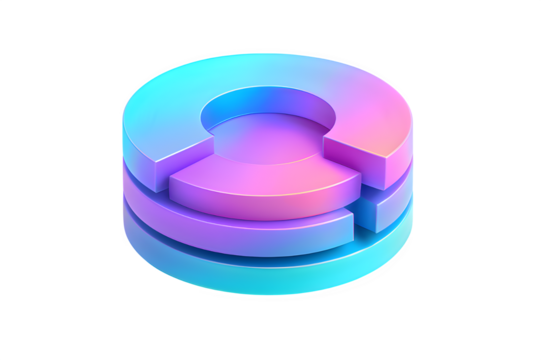3D Layered Circular Infographic — Transparent PNG with Holographic Gradient Design