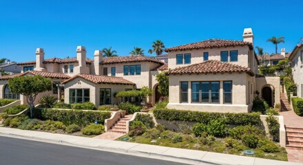 Fototapeta premium Mediterranean-style townhouses, sunny exterior
